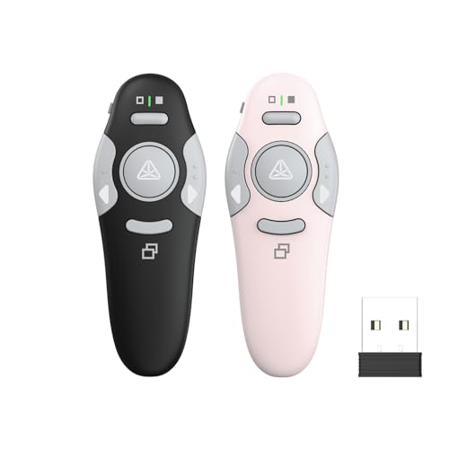 QUI 2 Pack Wireless Presentation Clicker Remote,USB Black Pink - color: Black Pink, style: USB