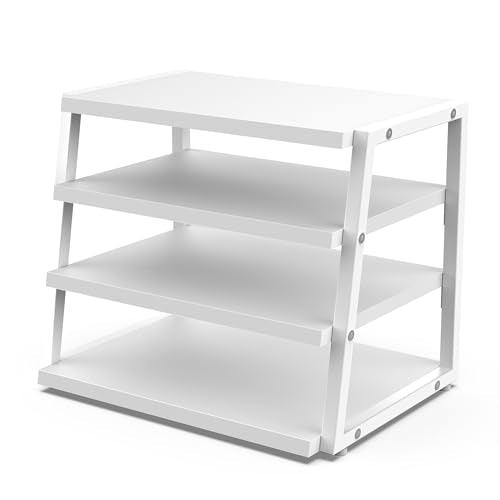 Fenge Desk Shelf Organizer, 4-Tier Tower Desktop Office Shelves, White - color: White
