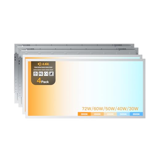 2x4 LED Flat Panel Light,Selectable 5CCT,0-10V Dimmable,9360LM,4Pack | 3000K/3500K/4000K/5000K/6500K, 30W/40W/50W/60W/72W, 2x4FT LED Drop Ceiling Fixture for Office, Commercial, School, ETL Listed - size: 2x4FT 4pack
