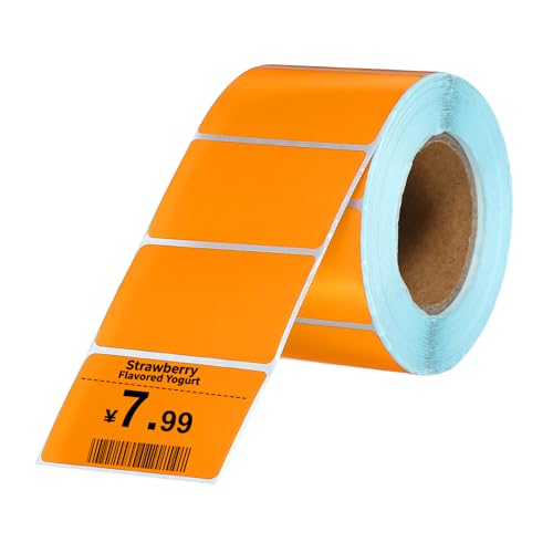 PATIKIL 800 Pcs Thermal Labels, 1.18x2 Inch Thermal Printer Labels Stickers Self Adhesive Tags Rectangle Paper Roll Small for Printer Shipping Label Mailing UPS Barcode Address, Orange - color: Orange, size: 30x50mm