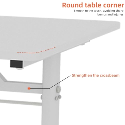 47" Small Computer Lift Desk for Home Office, Sit Standing Up Study Writing Table with Height Adjustable, Manual Crank Sit Stand Up Desk for Kids & Adults, Heavy Duty 330lbs (White 47") - color: White 47"