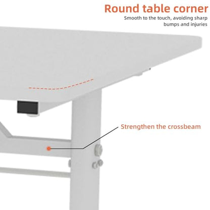 47" Small Computer Lift Desk for Home Office, Sit Standing Up Study Writing Table with Height Adjustable, Manual Crank Sit Stand Up Desk for Kids & Adults, Heavy Duty 330lbs (White 47") - color: White 47"