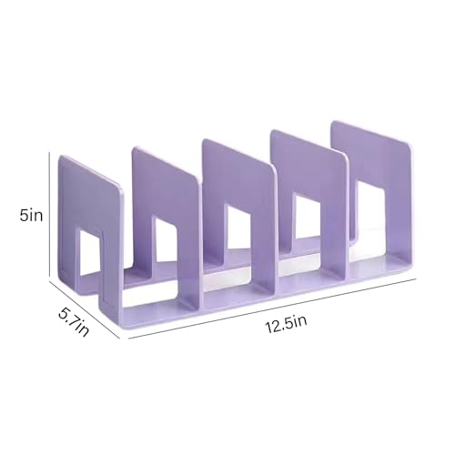 2PCS Acrylic File Organizer for Desk, Desktop Document/Mail Organizer, 4 Compartments Plastics Invisible Bookshelf Floating (12.5" x 5.7" x 5", Purple) - color: Purple