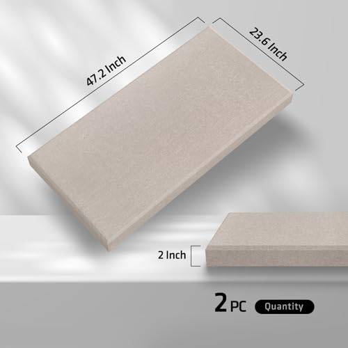 2 Pack Acoustic Panels 47.2"x23.6"x2" Soundproof Fiberglass Panels, Linen - color: Linen, size: 47.2" x 23.6"-2pcs