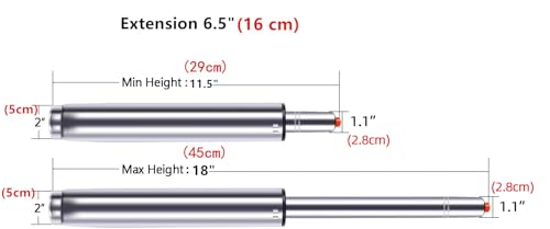 Antlu 6.5" Long Stroke Adjustable Gas Lift Cylinder for Office Chair Stool Replacement, Tall Hydraulic Pneumatic Cylinder Shock Piston Universal Size Heavy Duty