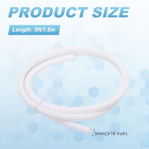 MECCANIXITY Split Sleeve Wire Loom 3/16" 5Ft White Self Wrapping Braided Sleeve UL94-V2 Fireproof PET Sleeving for Automotive, Home Cable Management - color: White, size: 3/16" x 5Ft