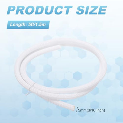 MECCANIXITY Split Sleeve Wire Loom 3/16" 5Ft White Self Wrapping Braided Sleeve UL94-V2 Fireproof PET Sleeving for Automotive, Home Cable Management - color: White, size: 3/16" x 5Ft