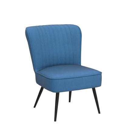 Alunaune Modern Blue Accent Chair Set of 2 Living Room Chairs, Upholstered Bedroom Furniture Sets Armless Slipper Reception Club Chair Guest Couch Comfy Wingback Single Sofa - color: Blue