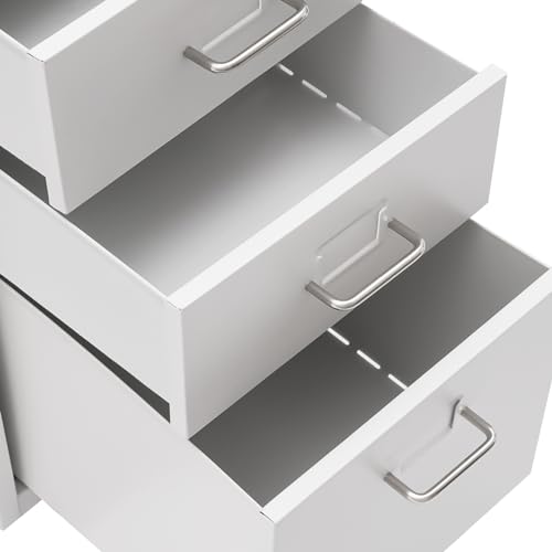 CNCEST 2-Drawer Vertical File Cabinet Metal Mobile Filing Cabinet with Lock Rolling File Drawer Cabinet Under Desk Sturdy Steel Storage Unit with Glide Drawers Lockable Wheels for Home Office (White) - color: White