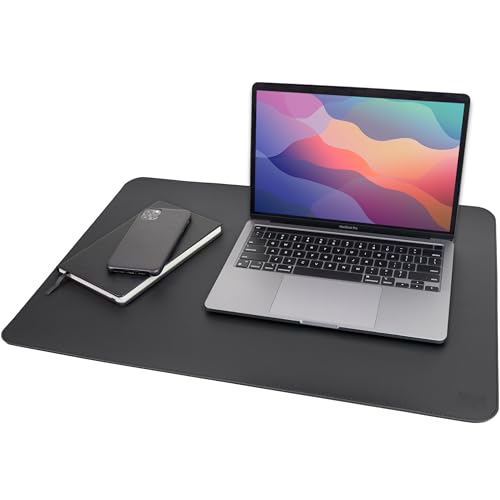 Vine Creations Leather Desk Mat 24" x 17", Desk Protector, PU Leather Desk Pad, Non Slip Small Desk Pad Mat, Desk Blotter, Desk Pads on Top of Desks, Home or Office Small Desk Mat (Black) - color: Black, size: 24" x 17"