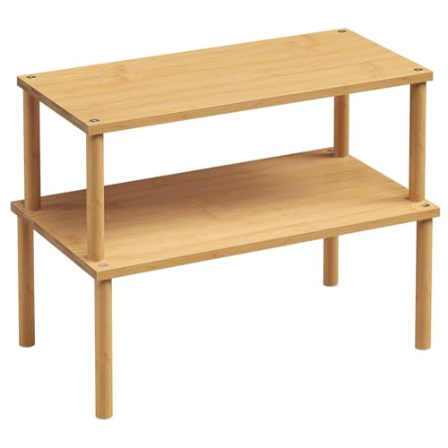 VERTORGAN 2 Pack Cabinet Organizer Shelf,Bamboo Countertop(Large,Natural) - color: Natural, size: 15.8"W