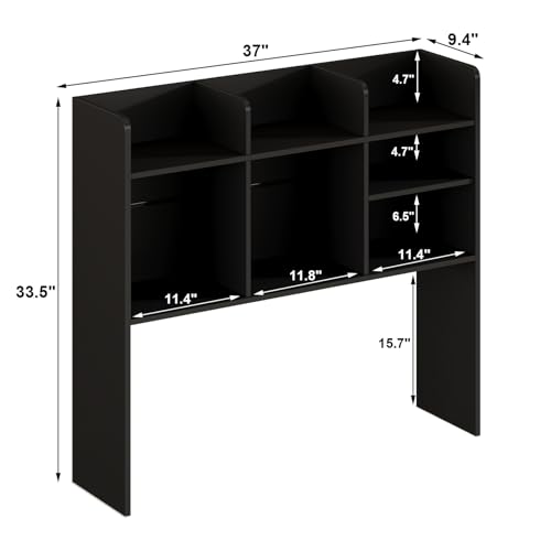 ChooChoo Desk Hutch Dorm, Desktop Bookshelf with 7 Shelves - color: Black, size: Without LED
