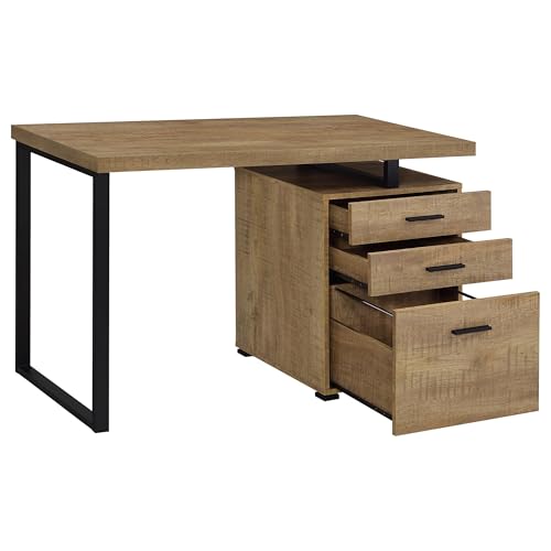 Coaster Brennan 47-Inch Rectangular 3-Drawer Desk with Storage Mango 800787 - color: Mango/Black