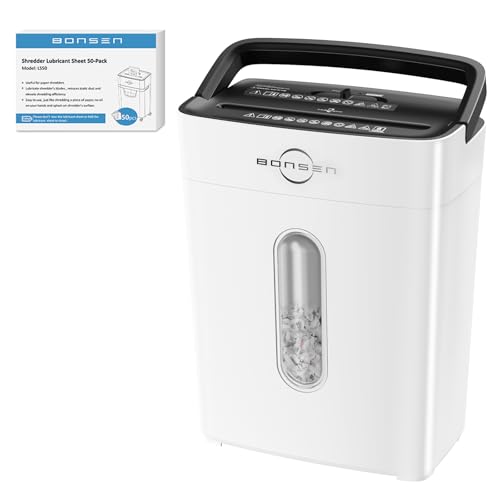 BONSEN 8-Sheet Shredders for Home Office & 50 Pack Lubricant Sheets