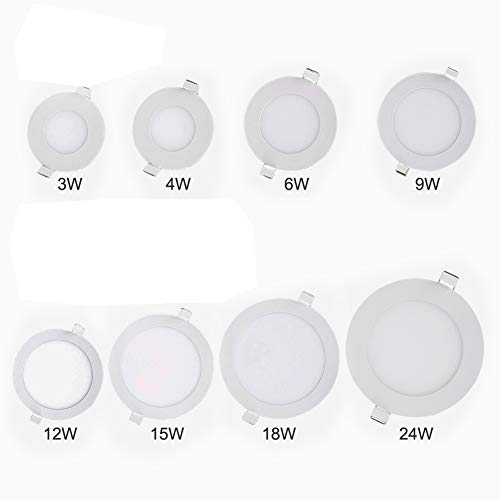 BSOD LED Panel Light 3W 4W 6W 9W 12W 15W 18W 24W Flat Lamp Round Ultra-Thin Recessed Ceiling Light Downlight Fixture Kit (Natural White, 9W) - color: Natural White, size: 9W