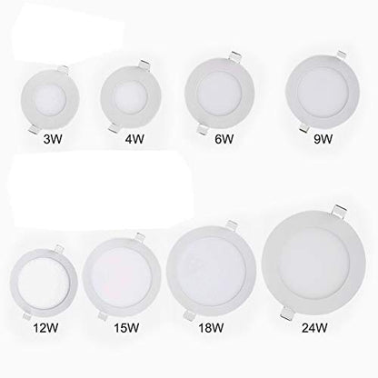 BSOD LED Panel Light 3W 4W 6W 9W 12W 15W 18W 24W Flat Lamp Round Ultra-Thin Recessed Ceiling Light Downlight Fixture Kit (Natural White, 9W) - color: Natural White, size: 9W