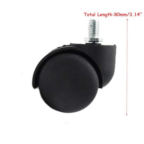 Office Chair Wheels 2 Inch Wheel Caster Replacement 10mm Threaded Dia -5pcs