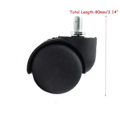 Office Chair Wheels 2 Inch Wheel Caster Replacement 10mm Threaded Dia -5pcs