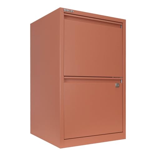 Bisley 2-Drawer Flush Front Vertical File Cabinet - Coral - color: Coral, size: 2 Drawer