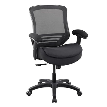 BOLISS 400lbs Ergonomic Office Chair Mid Back Double Seat Cushion | Height Adjustable Arms Mesh Ergonomic Super Soft Wide Cushion Office Computer Desk Chair - color: All in Black