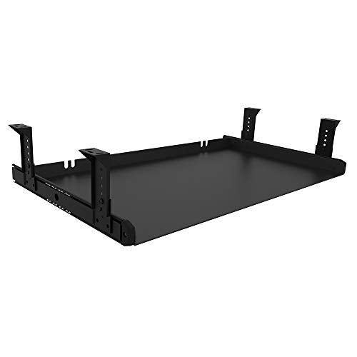 FRMSAET Under Desk Keyboard Tray Heavy-Duty All-Metal Material 20/24/30 inches Platform Computer Drawer Organizer Home Office Kitchen Bedroom Garage Storage Tool - Easy to Install.(24 inches, Black) - color: Black, size: Medium