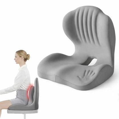 Ergonomic L-Shaped Memory Foam Seat Cushion with Lumbar Support, Designed to Help Relieve Tailbone, Coccyx & Lower Back Pain for Office,Truck, Car & Travel (Pure Gray) - color: Pure Gray