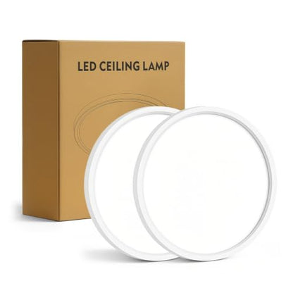 2 Pack 7.1 inch LED Flush Mount Ceiling Light, 5CCT&15W(White) | 1500Lm,0.67 Ultra Thin, Low Profile,Round Ceiling Light Fixture for Living Room,Bedroom, Kitchen, Closet, Hallway,Hallway - color: White, size: 7.1"-2pack