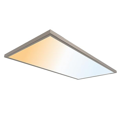 UltraLux 2x4 Surface Mount LED Panel TRIAC Dimmable 3CCT Brushed Nickel 1Pk | 4000 lumens, 120-degree beam, CRI>80, aluminum build, damp-rated, fits junction boxes, over 50,000 hours, 5-year warranty - color: Brushed Nickel, size: 2X4 (1 Pack)