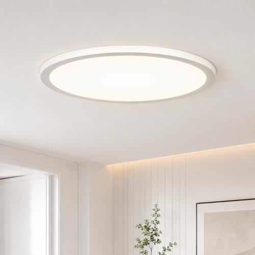 KSANA 15 Inch LED Flush Mount Ceiling Light, 5 CCT Selectable Ultra-Slim Round Flat Panel Light, Triac Dimmable 5%-100%, 36W 3200LM Ceiling Light Fixture for Kitchen, Bedroom, Hallway, Office - size: 15 Inch