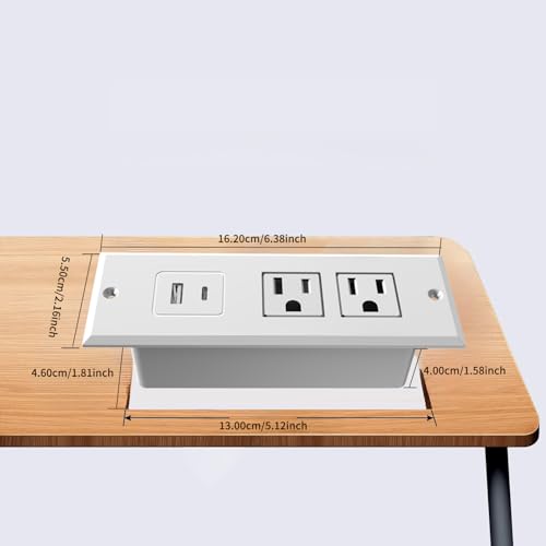 Furniture Recessed Power Strip, Recessed Desk Outlet with USB-A USB-C, in Conference Desk Recessed Power Outlets Socket, Desktop Power Grommet with 1.5M/4.92FT Power Cord - color: White