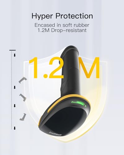 Inateck Bluetooth Barcode Scanner, 1D 2D QR Code Scanner Wireless with 2.4G, Bluetooth, and USB 3-in-1, 2600mAh Battery, Includes APP and SDK, Support Screen Scanning, BCST-23 Black | 1D/2D/QR Code Scanning, Screen Scanning, Retail Checkout Warehouse Scho