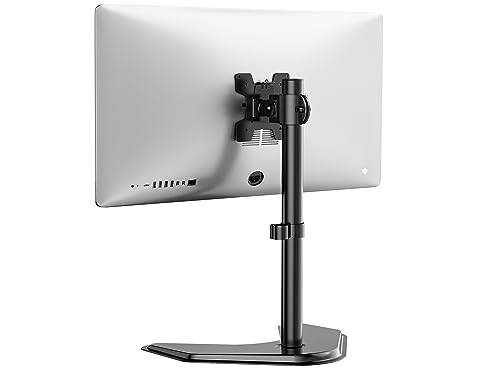 WALI Freestanding Vesa Monitor Stand for 13-32 inch Screens, up to 22 lbs | Single Monitor Stand for Desk, Full Motion with Height Adjustment, Tilt, Swivel, Rotation, VESA 75/100mm (MF001), Black - size: Single, style: Free-Standing