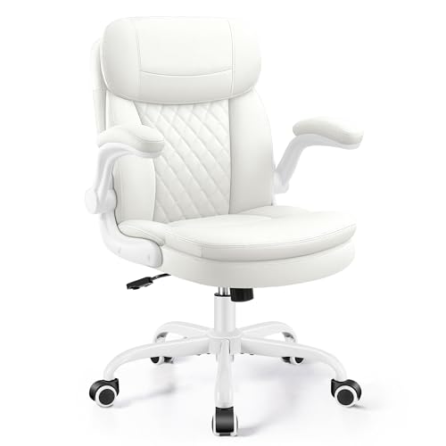 Office Desk Chair, Ergonomic Computer Chair with Unique Dual-Layer Support - color: White