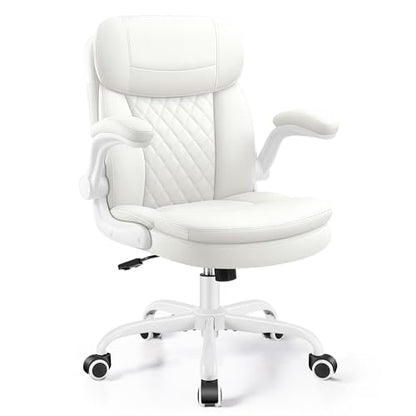 Office Desk Chair, Ergonomic Computer Chair with Unique Dual-Layer Support - color: White