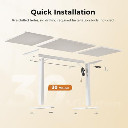 Agilestic Electric Height Adjustable Standing Desk, 63 Inch, Arctic White - color: White, size: 63x23.6 Inch
