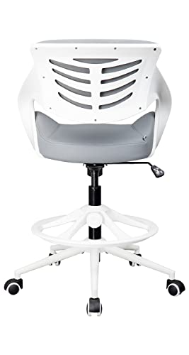 Ergonomic Drafting Chair,Standing Computer Desk Chair,Foot Ring,Lumbar Support,Swivel Task Chair -Grey