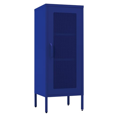 ALBAD Slim Metal Storage Cabinet with Mesh Door | 42" Tall Narrow Cabinet, Adjustable Shelves, Steel Organizer for Kitchen, Office, Living Room, Compact Storage Cabinet, Blue - color: Blue, size: 42"H-Mesh Door