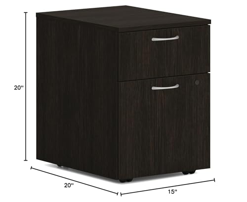 HON MOD Mobile File Cabinet, 2 Storage Drawers Filing Cabinet, Java Oak - color: Java Oak, style: 1 Box Drawer / 1 File Drawer