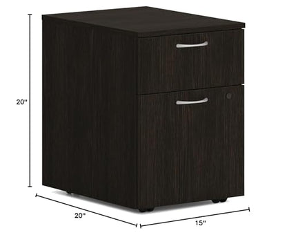 HON MOD Mobile File Cabinet, 2 Storage Drawers Filing Cabinet, Java Oak - color: Java Oak, style: 1 Box Drawer / 1 File Drawer