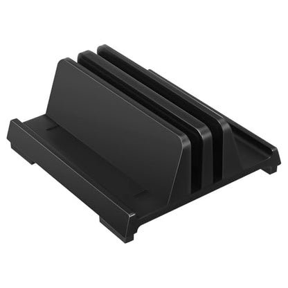 Adjustable Black Laptop Vertical Stand Dual Slot Desktop Holder Workspace Organizer for Office Desk