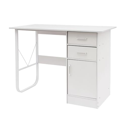 Computer Desk with Drawers, Office Desk with Storage Cabinet for PC Laptop, Wood Home Office Desk Vanity Desk for Work Study Gaming Writing Workstation