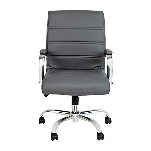 Flash Furniture Mid-Back LeatherSoft Executive Office Chair, Gray/Chrome - color: Gray/Chrome Frame