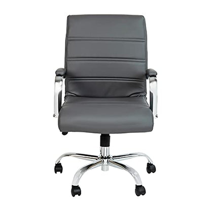 Flash Furniture Mid-Back LeatherSoft Executive Office Chair, Gray/Chrome - color: Gray/Chrome Frame