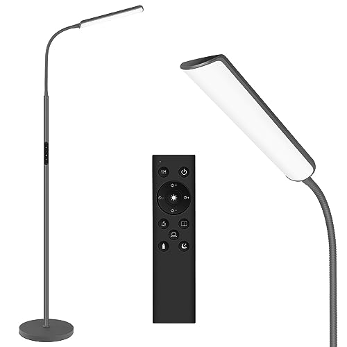 LED Floor Lamp, Stepless Adjustable 3000K-6000K Colors, Grey | Bright 15W Floor Lamps for Living Room with 1H Timer, Reading Standing Lamp with Remote & Touch Control, Home Office - color: Gray