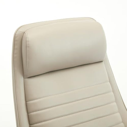 COLAMY Ellis High-Back Home Office Desk Chair, Leather Executive Chair with Integrated Armrests, Khaki - color: Khaki