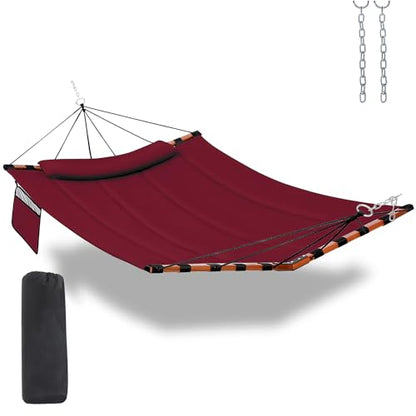 TegerDeger 12FT 2 Person Hammock with V Shaped Spreader Bar -Red - color: Red