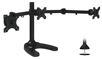 Mount-It! Triple Monitor Stand for 3 Screens up to 24", Height Adjustable Desk Mount with Free Standing or Grommet Base, 22 lbs per Arm, VESA 75x75 100x100 Compatible, Full Motion Monitor Mount MI-789