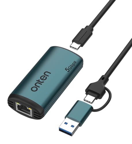 USB-C to Ethernet Adapter - 5Gbps High-Speed,USB-A to RJ45 5000Mbps Ethernet LAN Network Adapter Thunderbolt 4/3 Compatible, for iPhone 15 Pro/Max, MacBook Pro/Air 2023, iPad Pro,iMac and More（5G
