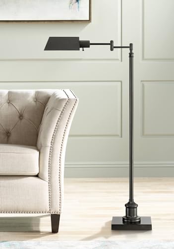 Jenson Adjustable Height Bronze Swing Arm Pharmacy 54" Tall Floor Lamp | Traditional Farmhouse Standing Base Dark Metal Bright Downward Light for Living Room Reading House Bedroom - color: Bronze