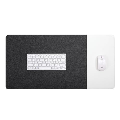 Smooch Felt Desk Pad & Leather Mouse Pad with Non-Slip Bottom,Large Computer Desk Protector Writing Laptop Mat Keyboard Mat for Office Home School (Black White,31.5x15.7in/80x40cm) - color: Black White, size: 31.5x15.7in/80x40cm